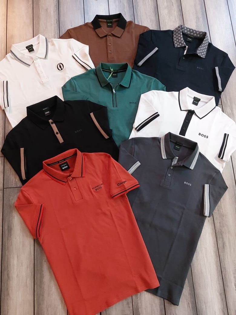 Boss Premium Quality Collar Neck Half Sleeve Men's T-Shirt - 68 Pc