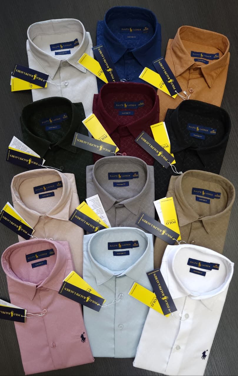 Ralph Lauren Premium Quality Lycra Collar Neck Full Sleeve Men's Shirt - 52 Pc