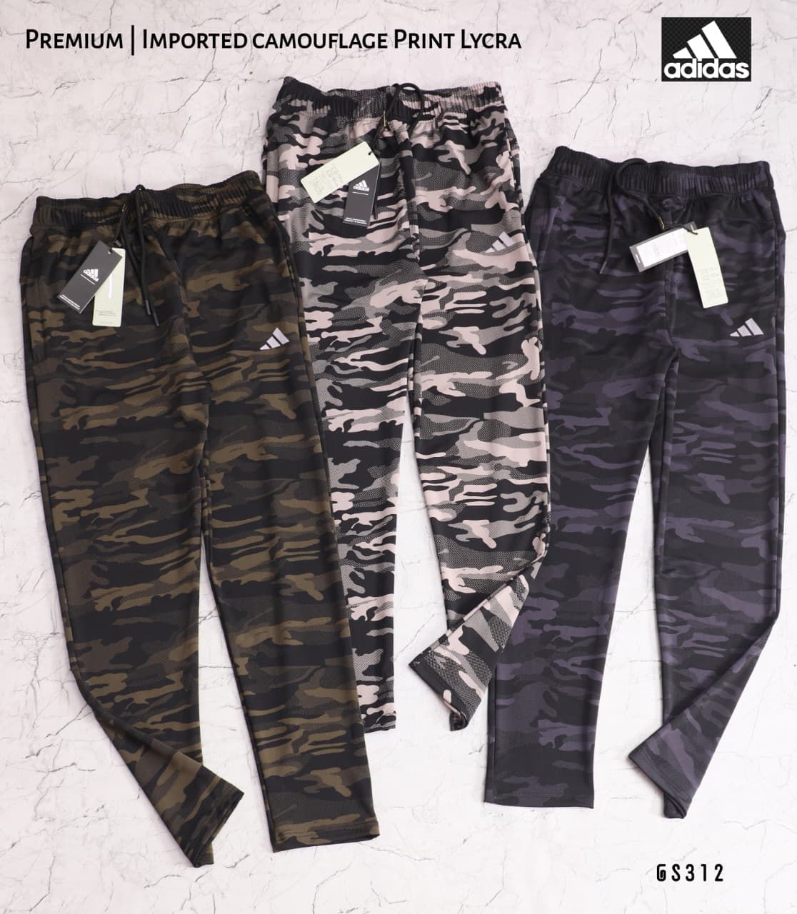 Adidas Premium Quality Fourway camo Lycra Men’s Tracks - 54 Pc