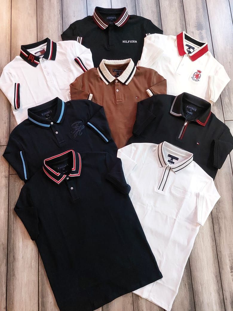 Tommy Premium Quality Cotton Collar Neck Half Sleeve Men's T-Shirt - 68 Pc