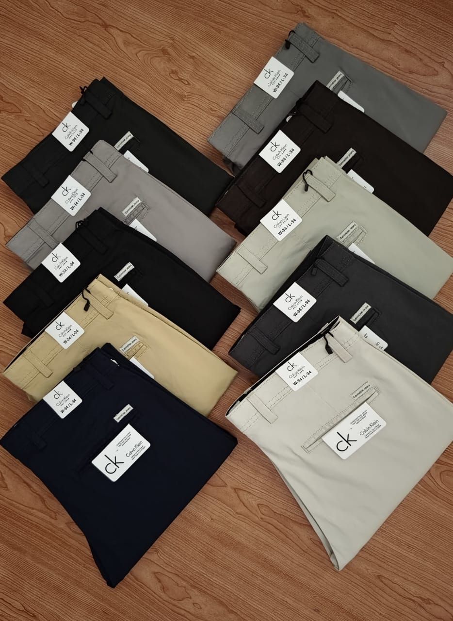 Calvin Klein Premium Quality Cotton Lycra Slim Fit Men's Pant - 73 Pc