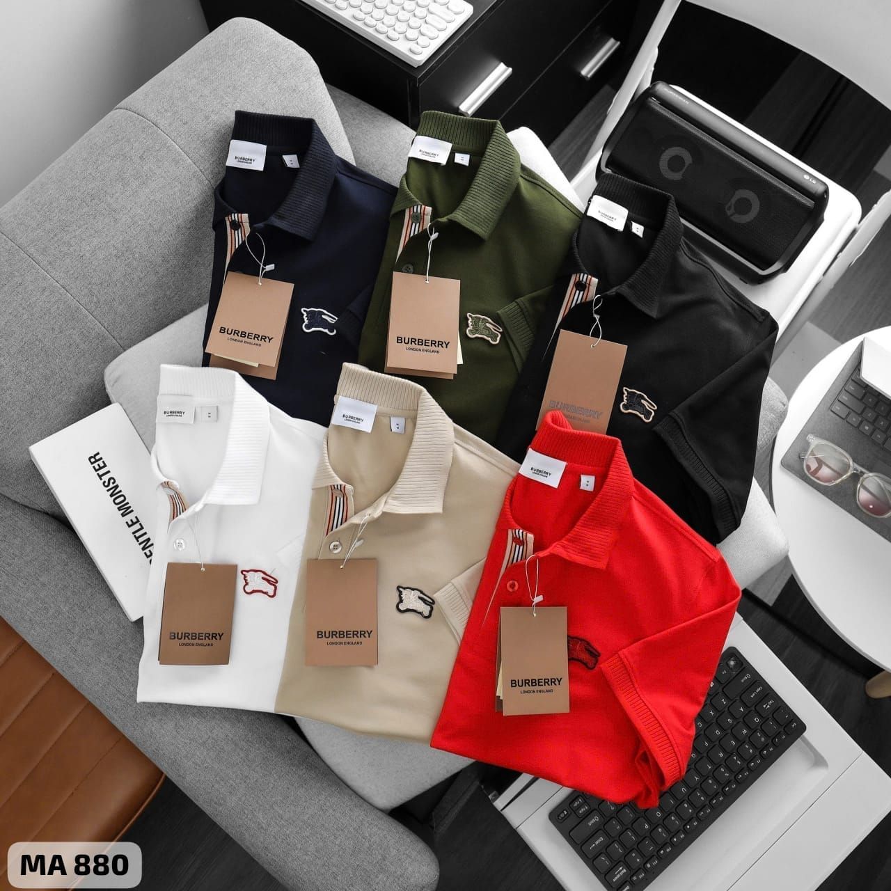 Burberry Premium Quality Cotton Collar Neck Half Sleeve Men's T-Shirt - 56 Pc