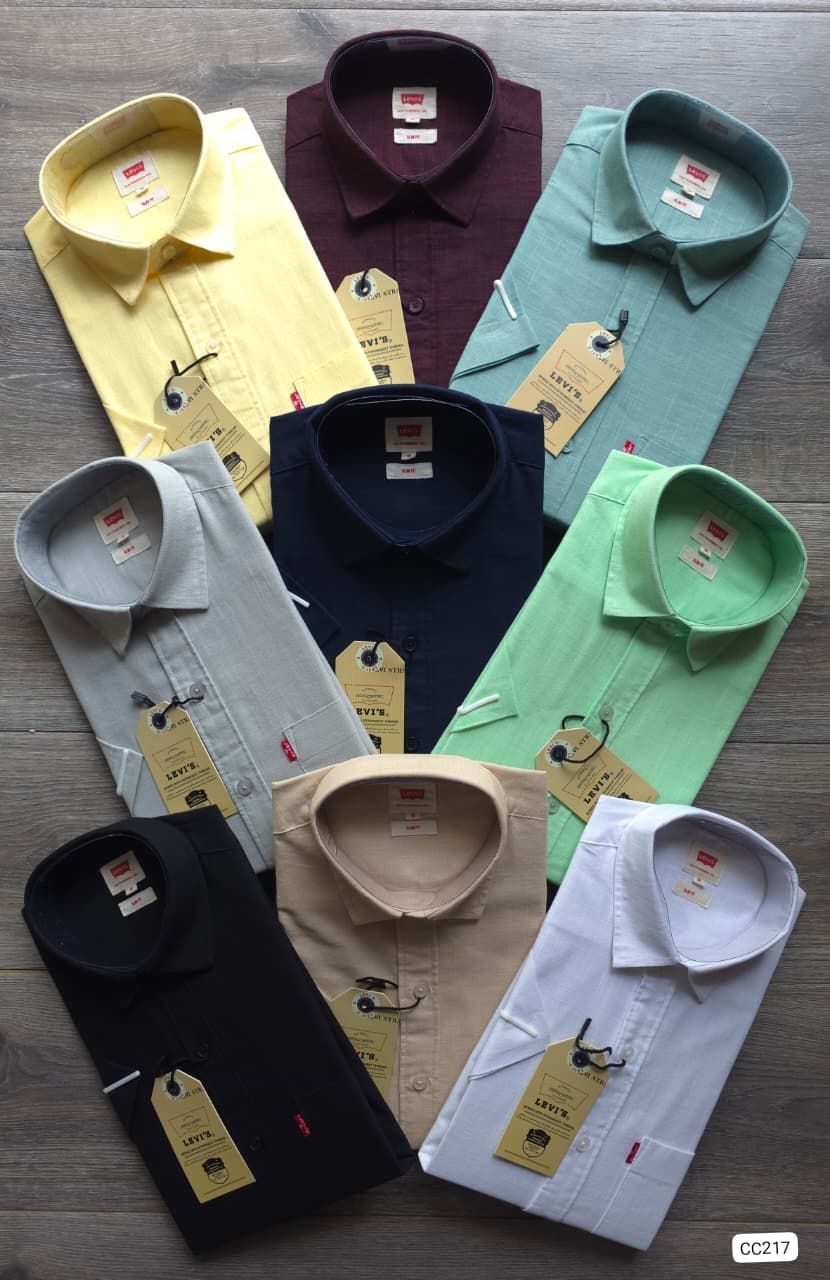 Levis Premium Quality Linen Collar Neck Half Sleeve Men's Shirt - 37 Pc