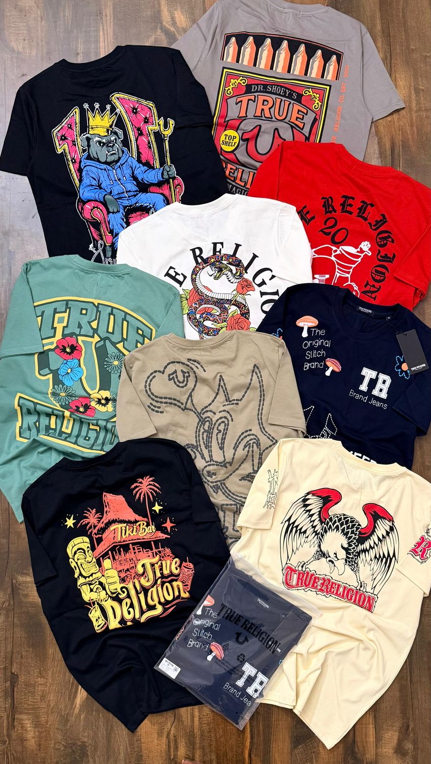 True Religion Premium Quality Cotton Crew Neck Half Sleeve Men's T-Shirt - 39 Pc