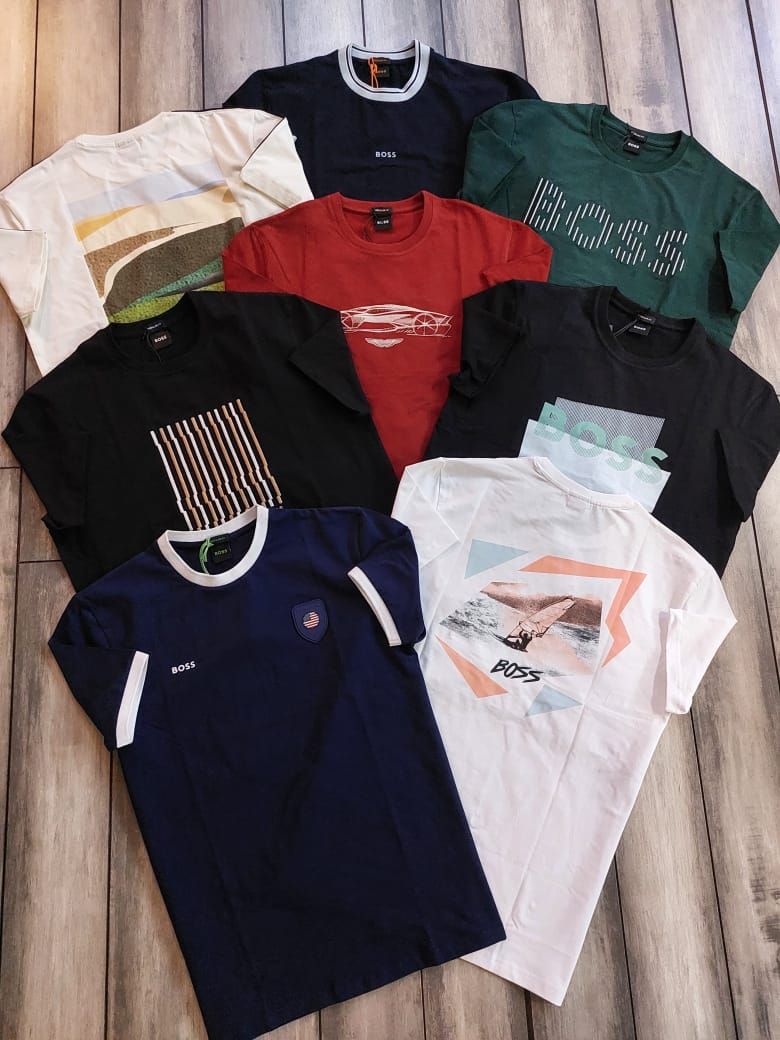 Boss Premium Quality Cotton Round Neck Half Sleeve Men's T-Shirt - 68 Pc