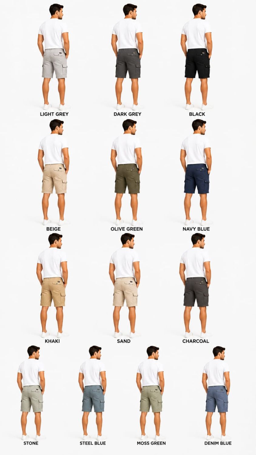 Refly Premium Quality Brand Fit Cotton Men's Cargo Shorts - 100 Pc
