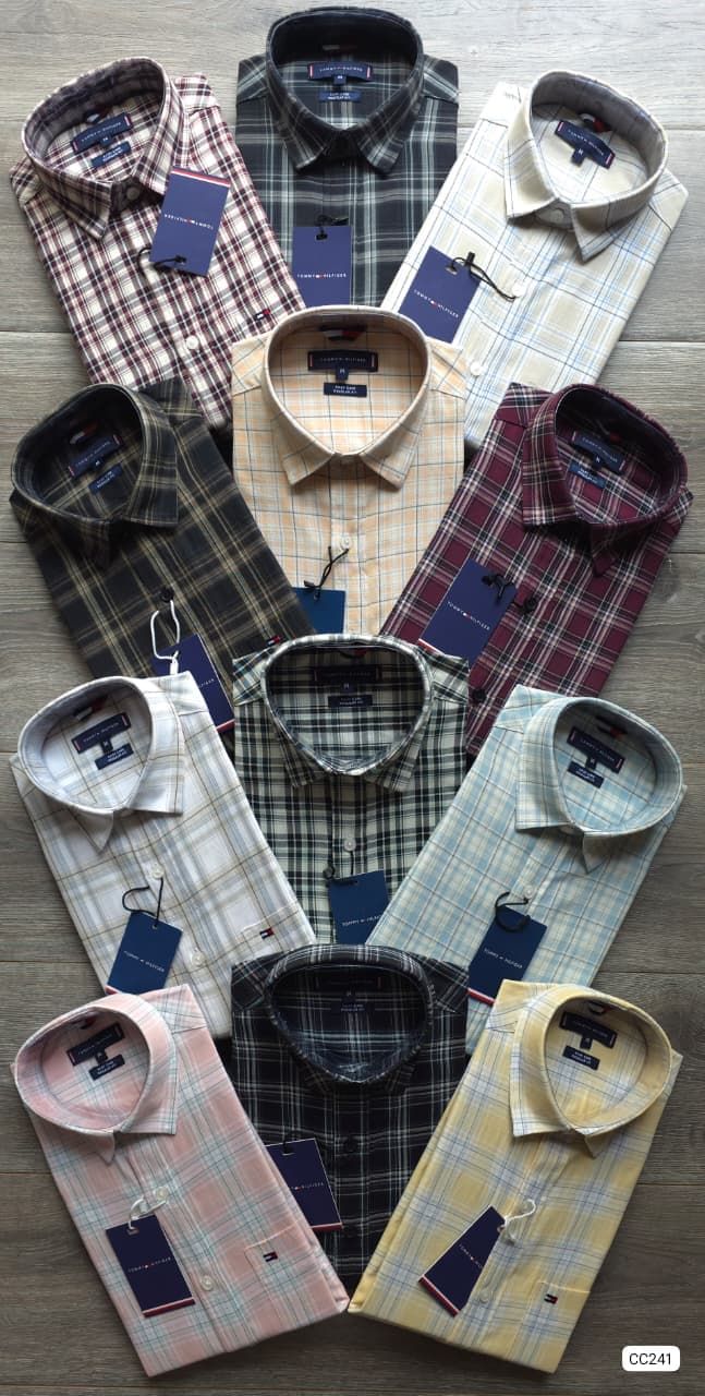 Tommy Hilfiger Premium Quality Cotton Oxford Checks Full Sleeve Men's Shirt - 48 Pc