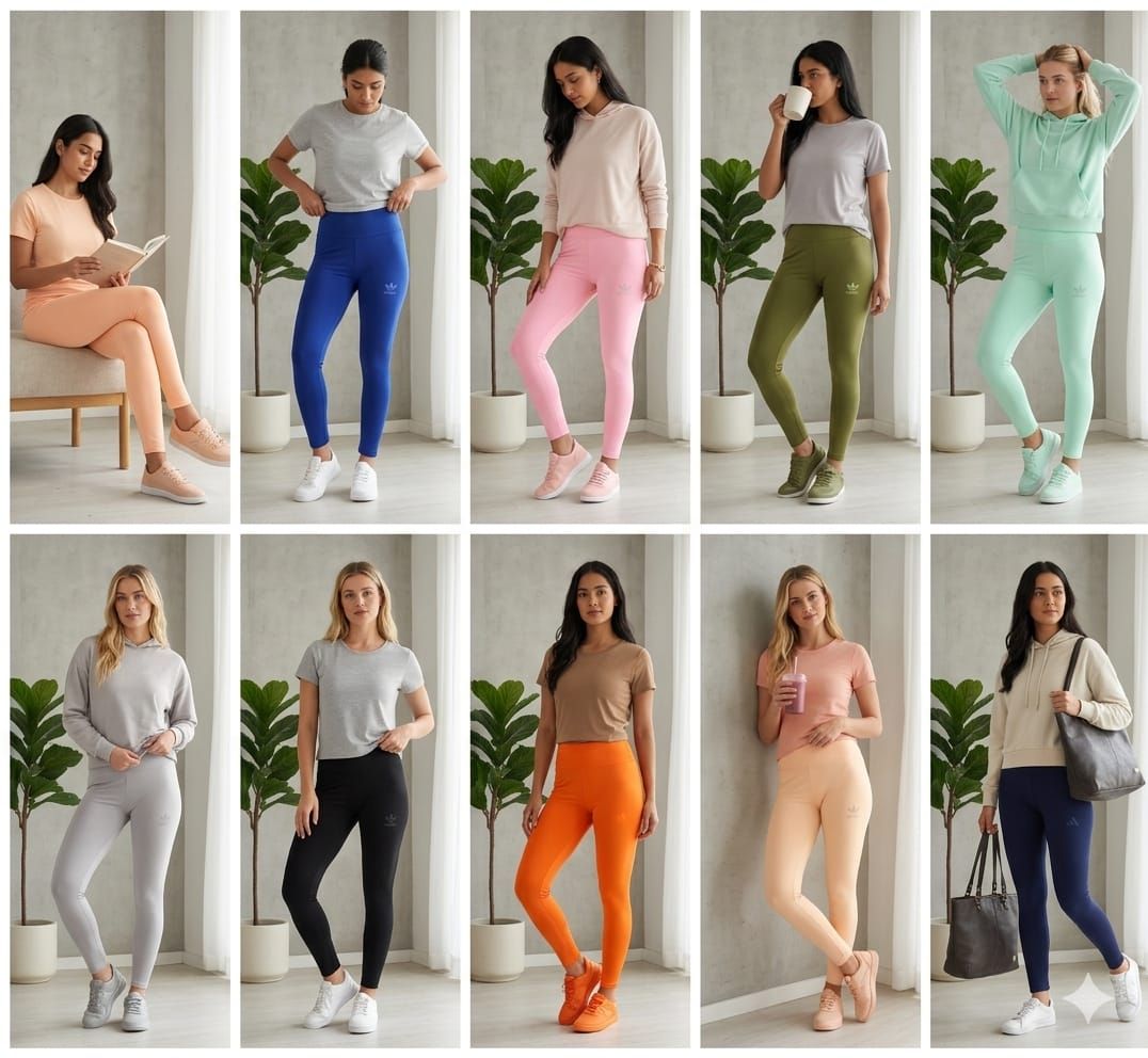 Adidas Premium Quality Slim Fit Cotton Spun Lycra Women's Jeggings - 43 Pc