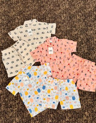 Zara Premium Quality Cotton Muslin Baby Co-ord Set - 90 Pc