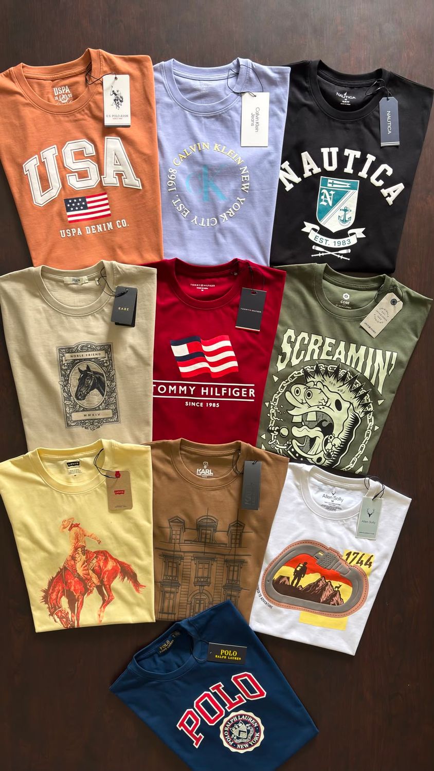 Multi Brand Premium Cotton Quality Round Neck Half Sleeve Men's T-Shirt - 44 Pc
