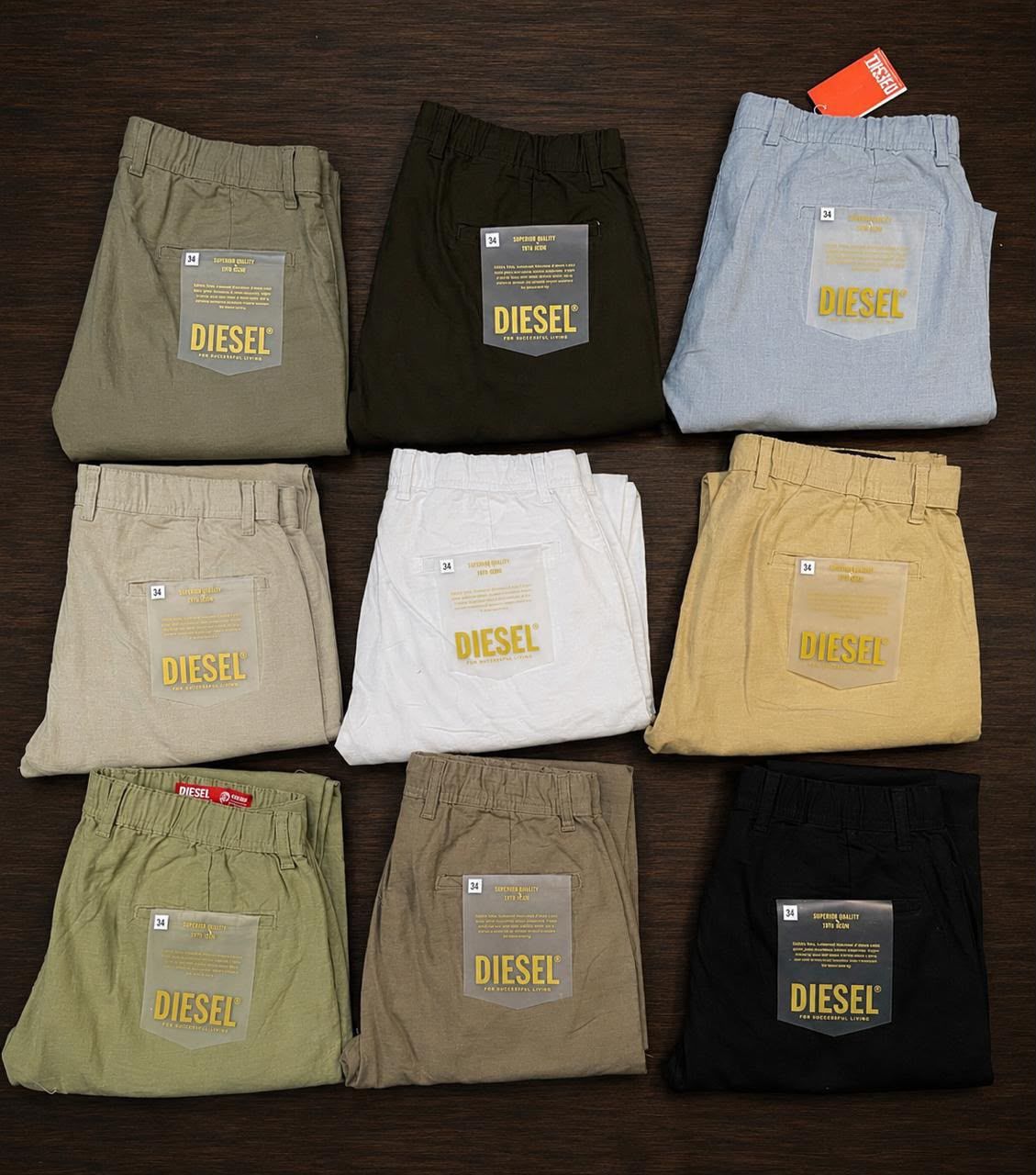 ( Big Size ) Diesel Premium Quality Cotton Linen Men's Trouser - 88 Pc