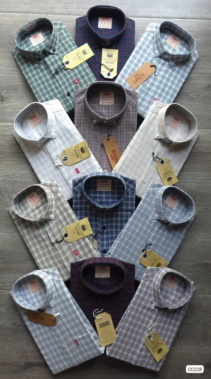 Levis Premium Quality Cotton Oxford Checks  Collar Neck Full Sleeve Men's Shirt - 50 Pc