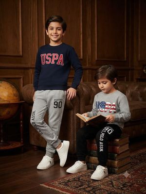 Us Polo Premium Quality Kids Round Neck Full Sleeve Sweatshirt &amp; Pant Set - 100 Set
