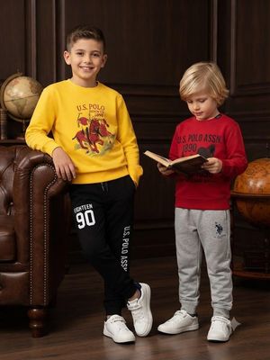 Us Polo Premium Quality Kids Round Neck Full Sleeve Sweatshirt &amp; Pant Set - 100 Set
