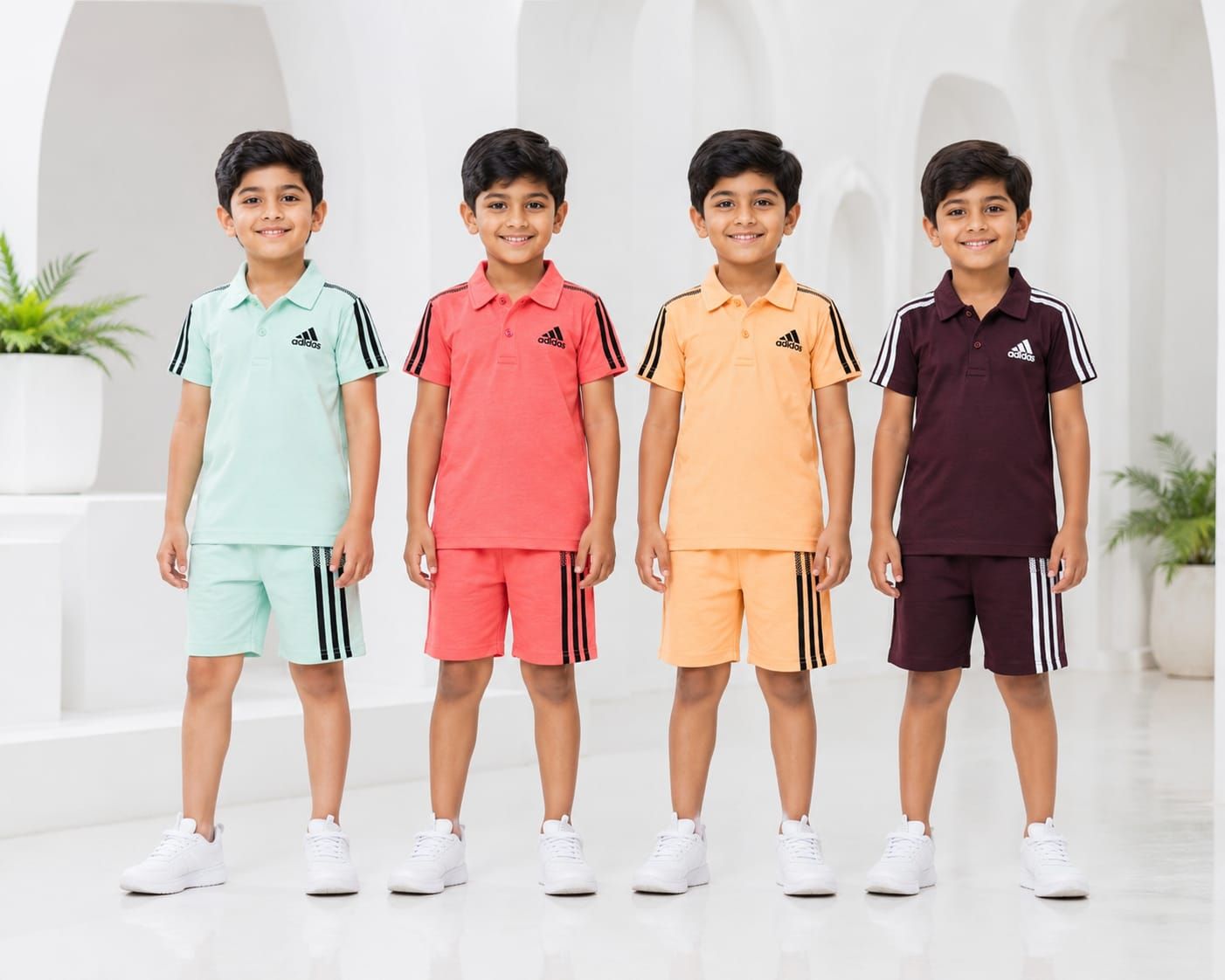 Kids Premium Quality Cotton Collar Neck T-Shirt &amp; Shorts Kids Co-ord Set - 104 Set