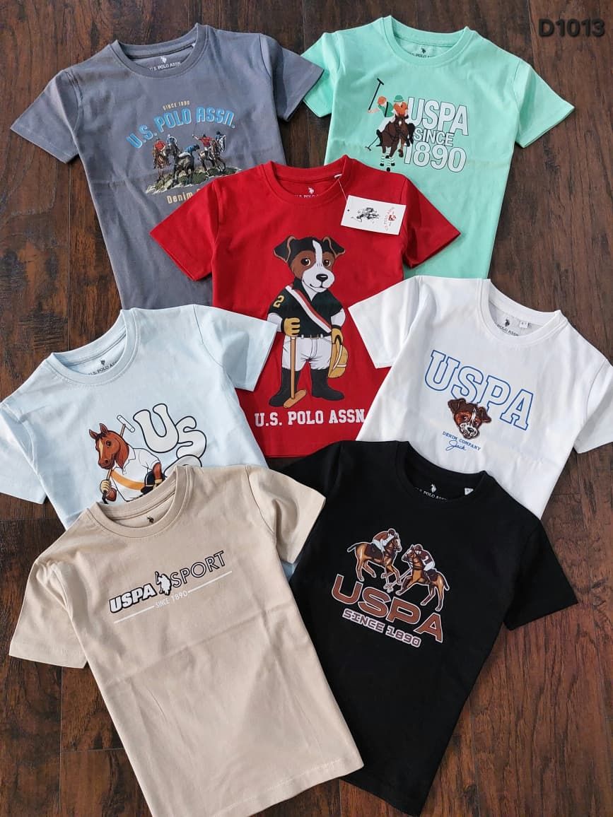 Us Polo Premium Quality Cotton Round Neck Half Sleeve Kids T-Shirt - 60 Pc