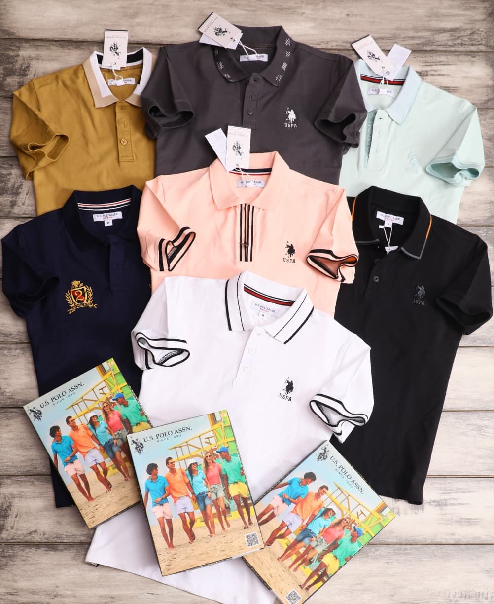 ( Big Size ) Us Polo Premium Quality Cotton Collar Neck Half Sleeve Men's T-Shirt - 47 Pc