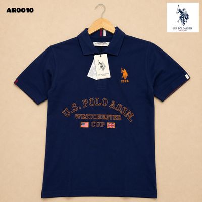 Us Polo Premium Quality Cotton Collar Neck Half Sleeve Men's T-Shirt - 56 Pc