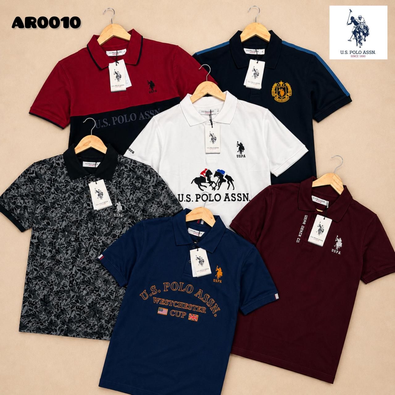 Us Polo Premium Quality Cotton Collar Neck Half Sleeve Men's T-Shirt - 56 Pc