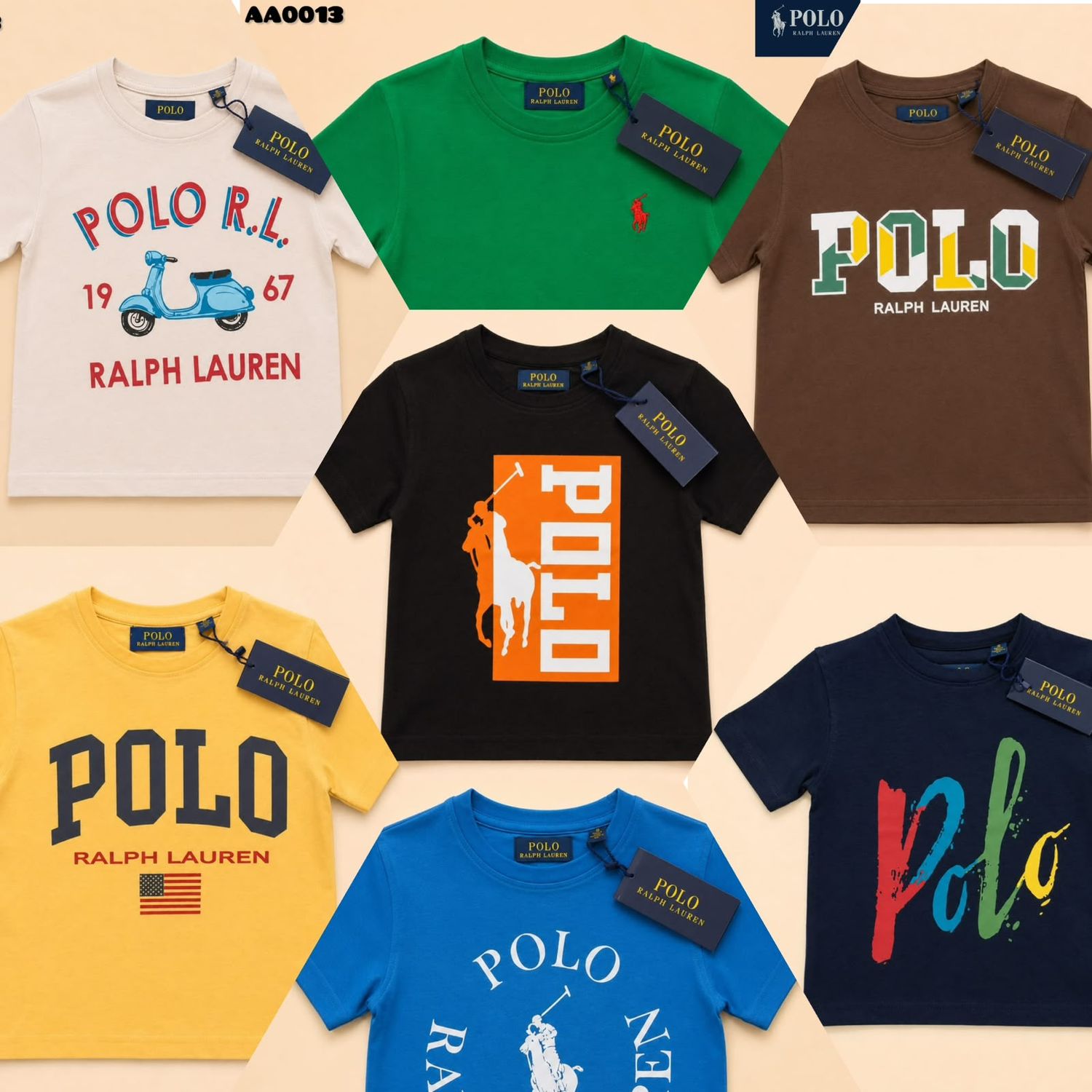 Ralph Lauren Premium Quality Cotton Kids Round Neck Half Sleeve Kids T-Shirt - 50 Pc