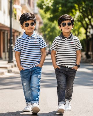 Kids Premium Quality Collar Neck Half Sleeve Kids T-Shirt - 65 Pc