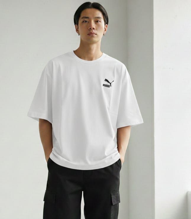 Puma Premium Quality ​Cotton Oversize drop shoulder Round Neck Half Sleeve Men's T-Shirt - 53 Pc