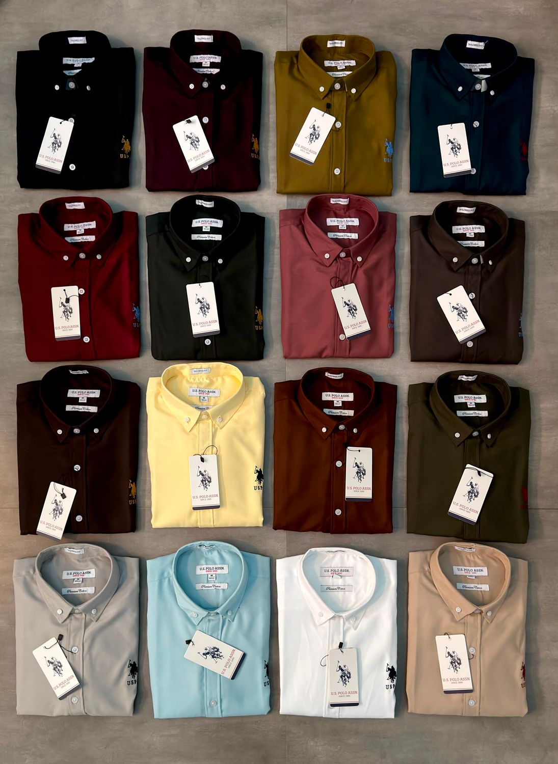 Us Polo Premium Quality Oxford Collar Neck Full Sleeve Men's Plain Shirt - 71 Pc