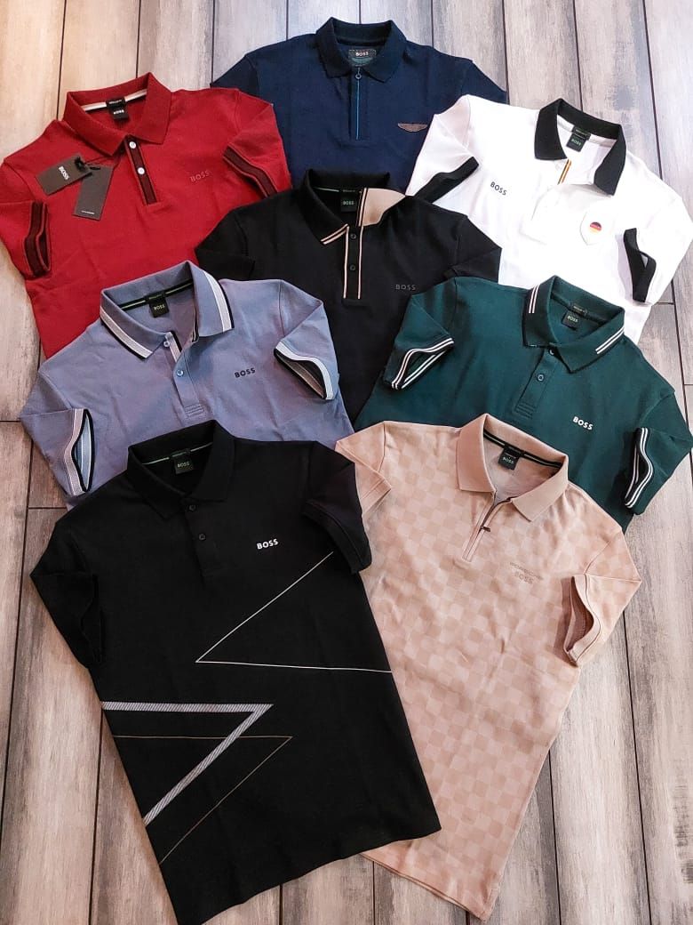 Boss Premium Quality Collar Neck Half Sleeve Men's T-Shirt - 68 Pc