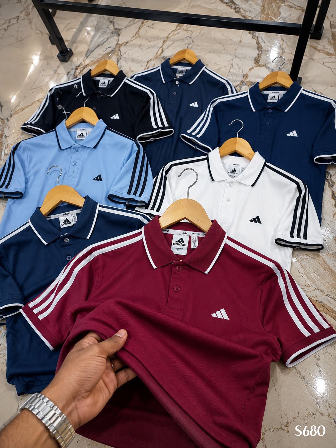 Adidas Premium Quality Cotton Collar Neck Half Sleeve Men's Sports Polo Tshirt - 54 Pc