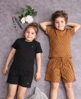 Louis Vuitton Premium Quality Boys &amp; Girls Round Neck T-Shirt &amp; Shorts Kids Co-ord Set - 40 Set