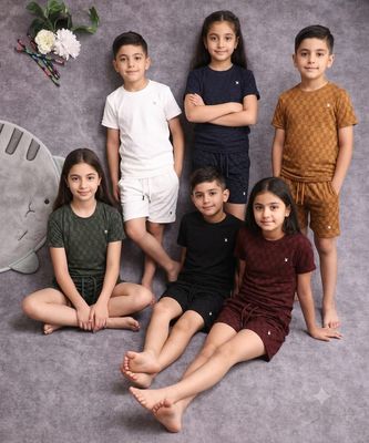Louis Vuitton Premium Quality Boys &amp; Girls Round Neck T-Shirt &amp; Shorts Kids Co-ord Set - 40 Set