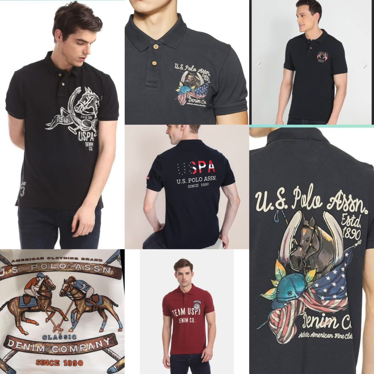 Us Polo Premium Quality Collar Neck Half Sleeve Men's T-Shirt - 54 Pc