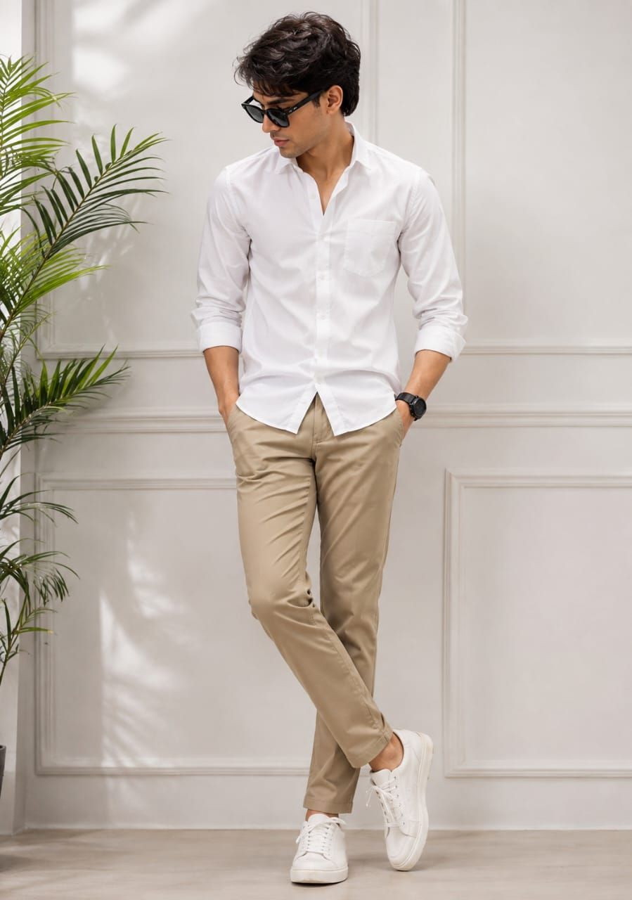Us Polo Premium Quality Twill Peach Lycra Men's Chinos - 65 Pc
