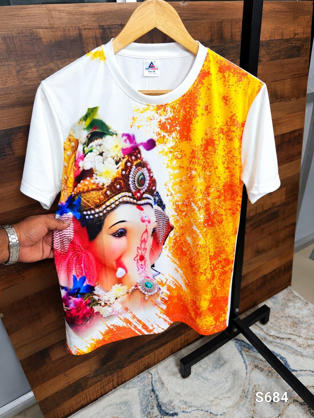 Grey Armour Premium Quality Ganesh Chaturthi 2026 Edition Round Neck Half Sleeve Men's T-Shirt - 84 Pc