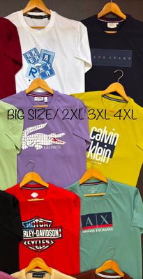 ( Big Size ) Multi Branded Premium Quality Cotton Round Neck Half Sleeve Men's T-Shirt - 41 Pc