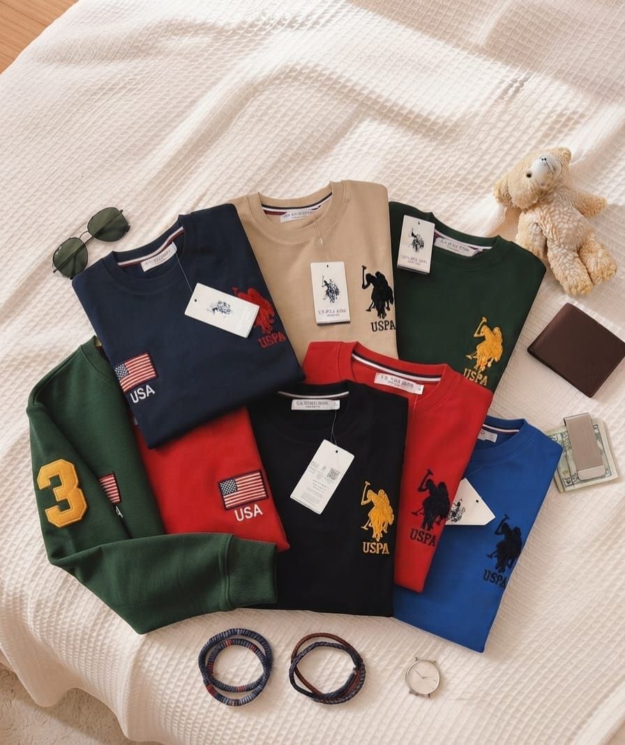 Us Polo Premium Quality Cotton Round Neck Full Sleeve Men's Sweatshirt - 38 Pc