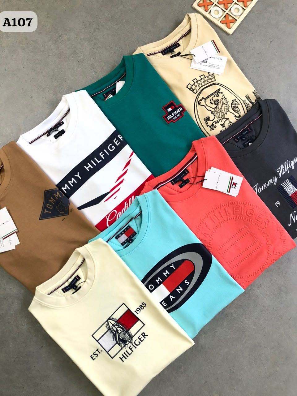 Tommy Hilfiger Premium Quality Cotton Round Neck Half Sleeve Men's T-Shirt - 48 Pc