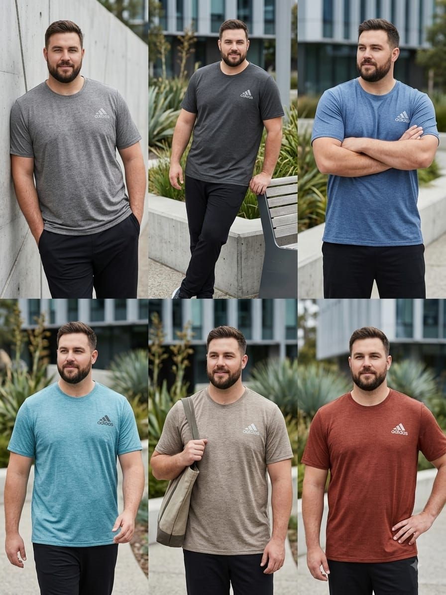 ( Big Size ) Adidas Premium Quality  Round Neck Half Sleeve Men's T-Shirt - 40 Pc
