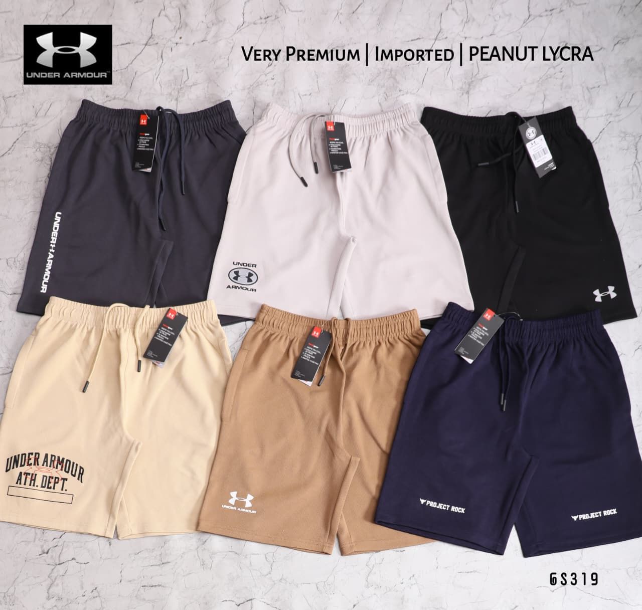 Under Armour Premium Quality sports wear Men's Shorts - 50 Pc