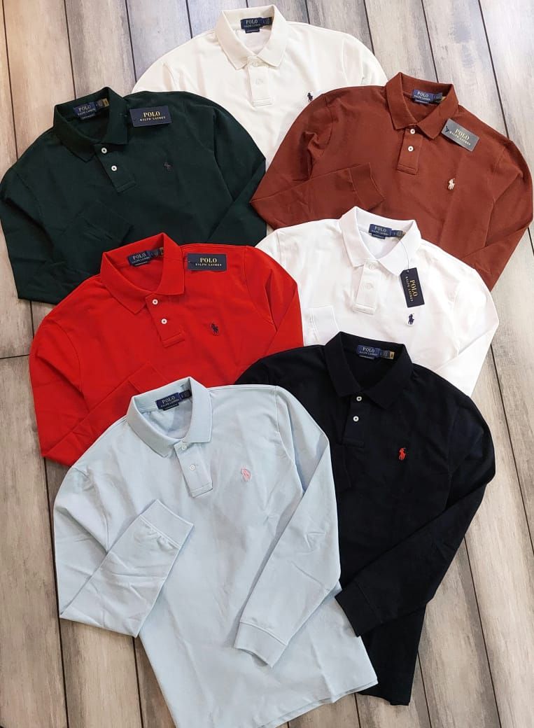 Ralph Lauren Premium Quality Collar Neck Full Sleeve Men's T-Shirt - 53 Pc