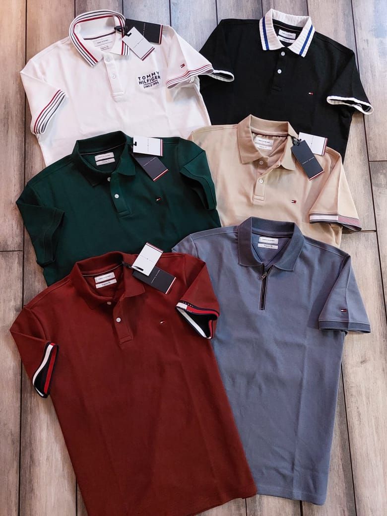 Tommy Premium Quality Cotton Collar Neck Half Sleeve Men's T-Shirt - 46 Pc