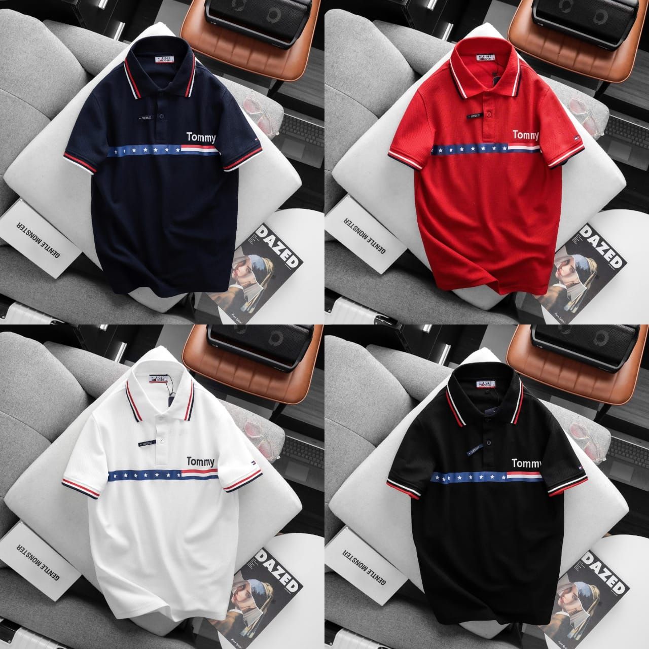 Tommy Hilfiger Premium Quality Cotton Collar Neck Half Sleeve Men's T-Shirt - 50 Pc