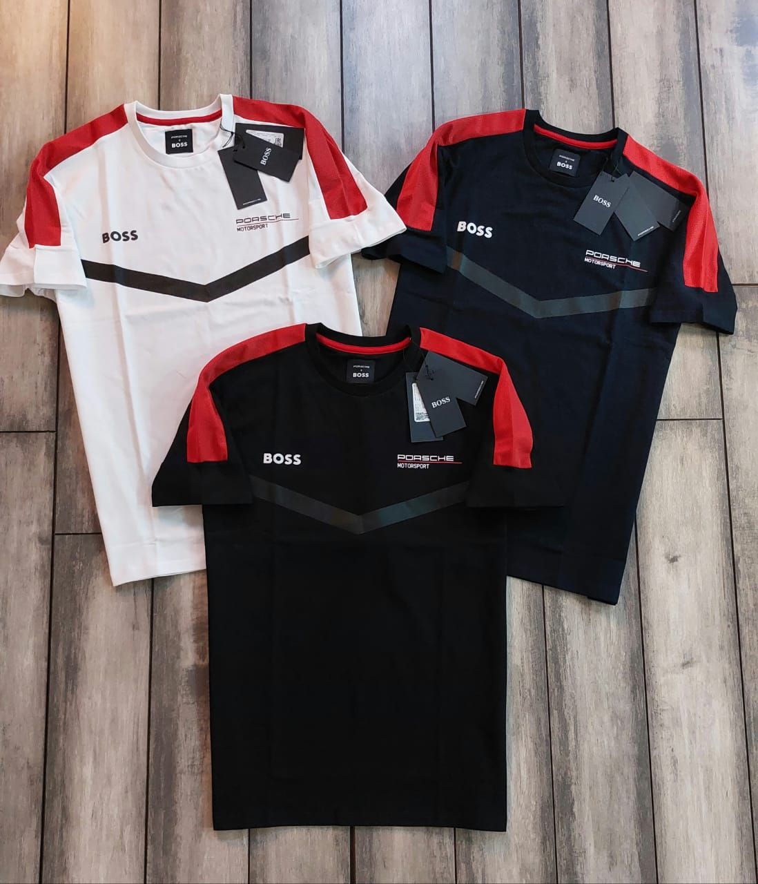 Boss x Porsche Premium Quality Cotton Collar Neck Half Sleeve Men's T-Shirt - 52 Pc