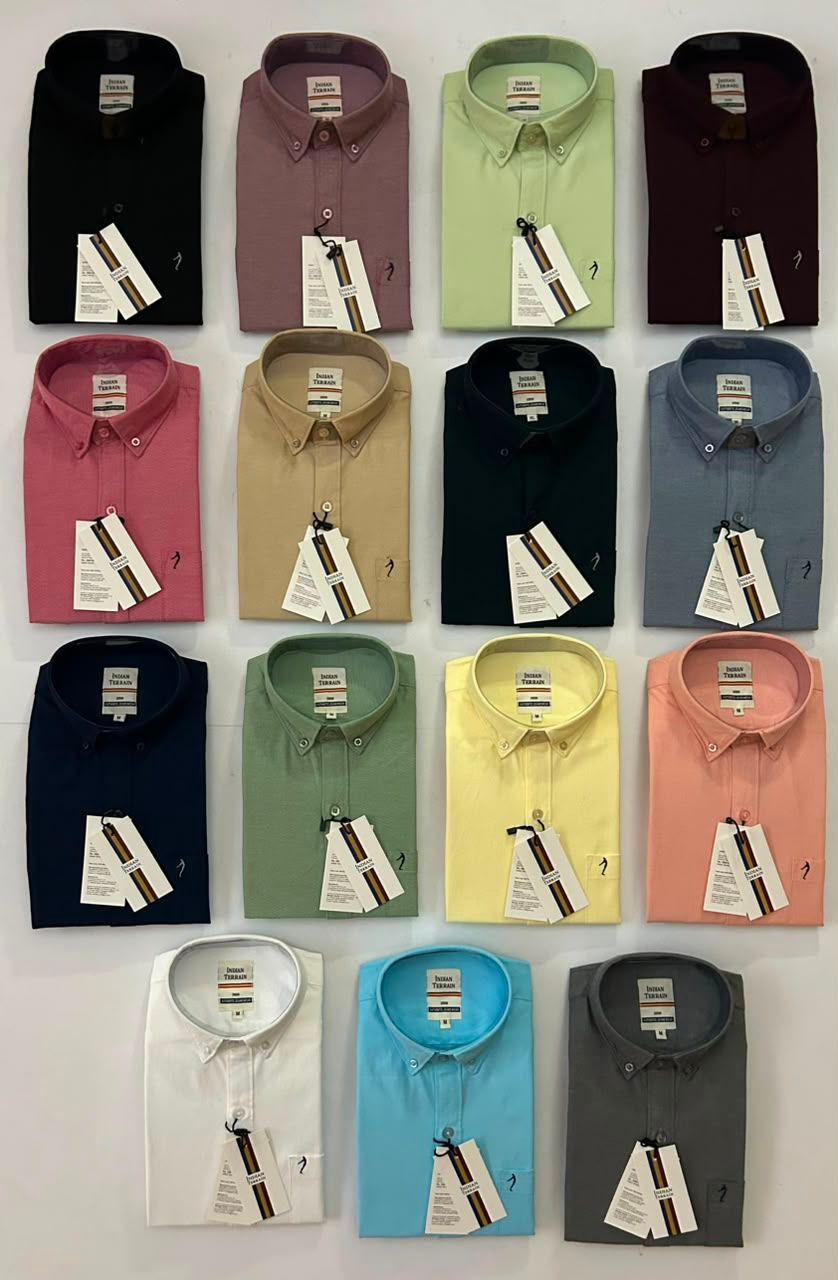 Indian Terrain Handyed Oxford Plain Slim Fit Collar Neck Full sleeve Men's Shirt - 64 Pc