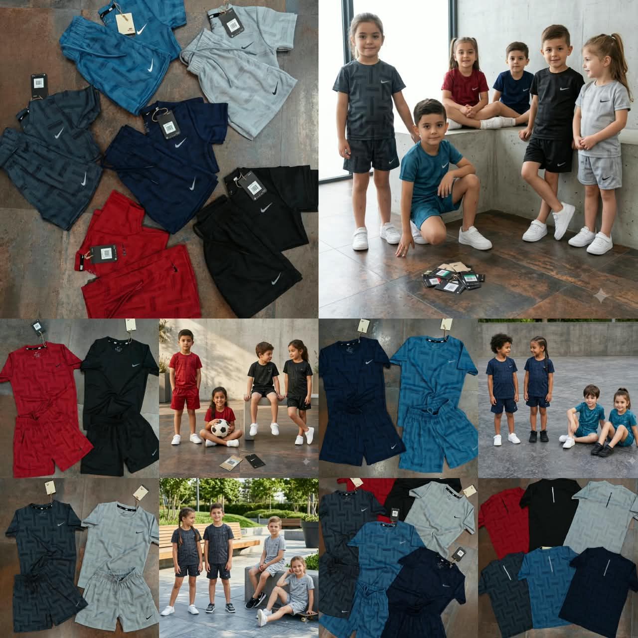 Nike Premium Quality Boys &amp; Girls Round Neck T-Shirt &amp; Shorts Kids Co-ord Set - 40 Set