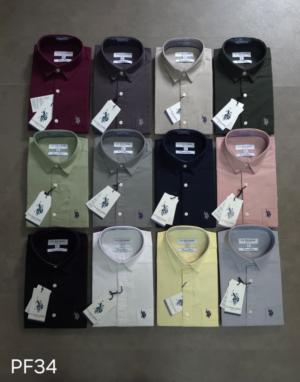 ( Big Size ) Us Polo Premium Quality Cotton Linen Collar Neck Full Sleeve Men's Shirt - 37 Pc