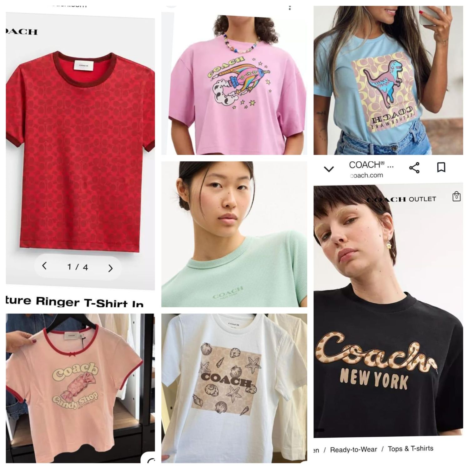 Coach Premium Quality Crew Neck Half Sleeve Womens T-shirts - 63 Pc