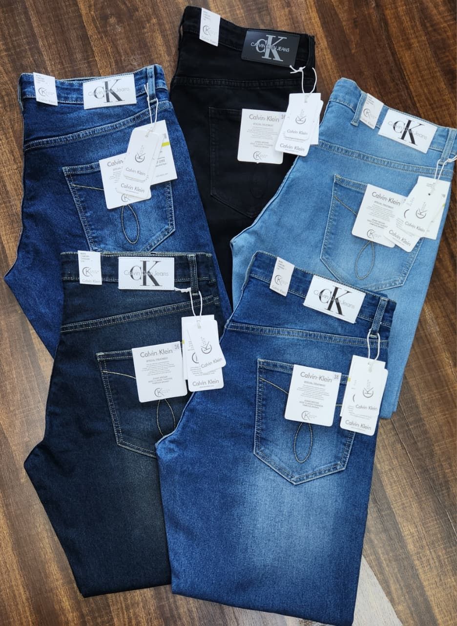 ( Big Size ) Calvin Klein Premium Quality  Twill Lycra Denim Men's Denim Jeans - 35 Pc