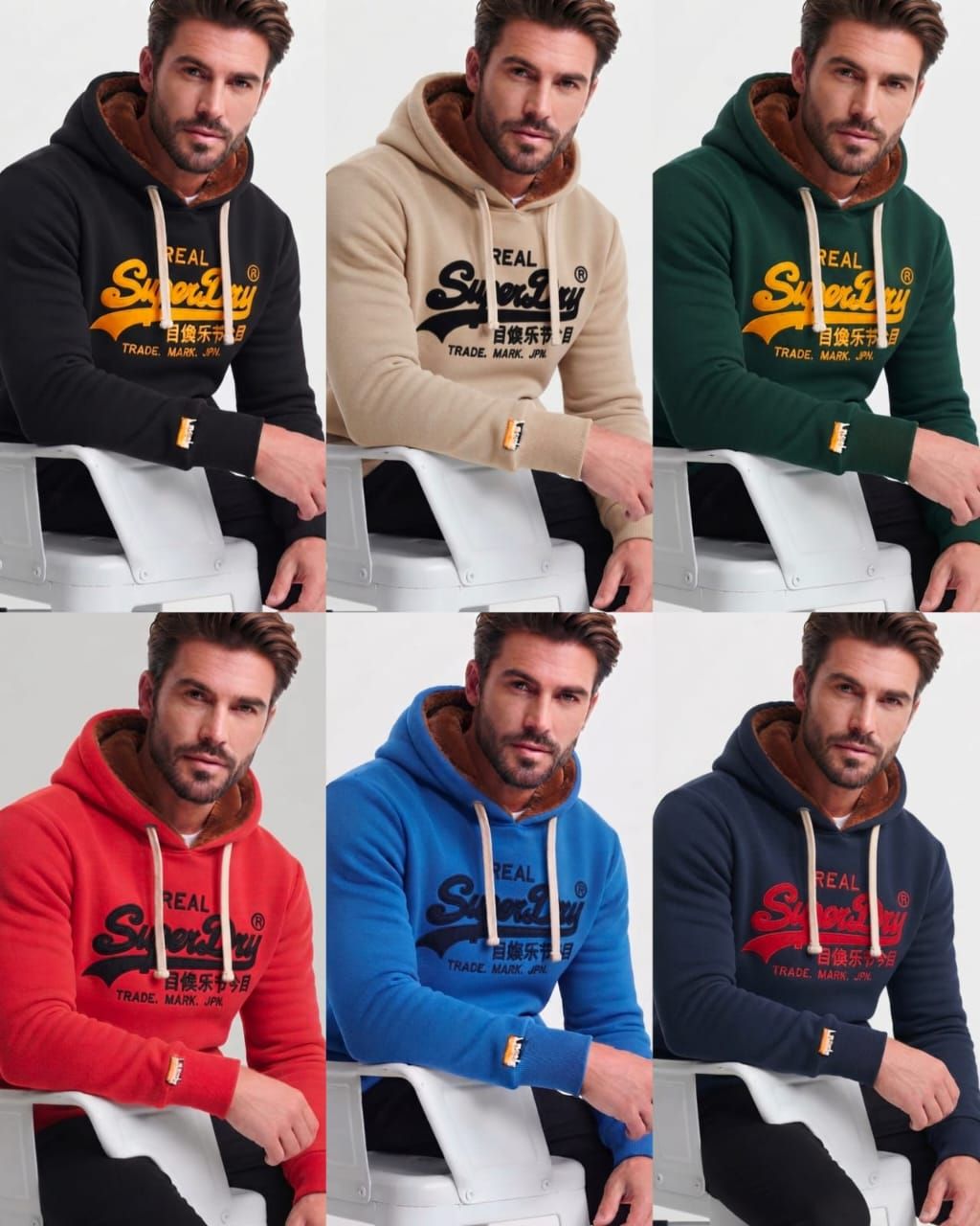 Superdry Premium Quality Pure Cotton Hooded Full Sleeve With Kangaroo Pocket Men's Hoodies - 38 Pc