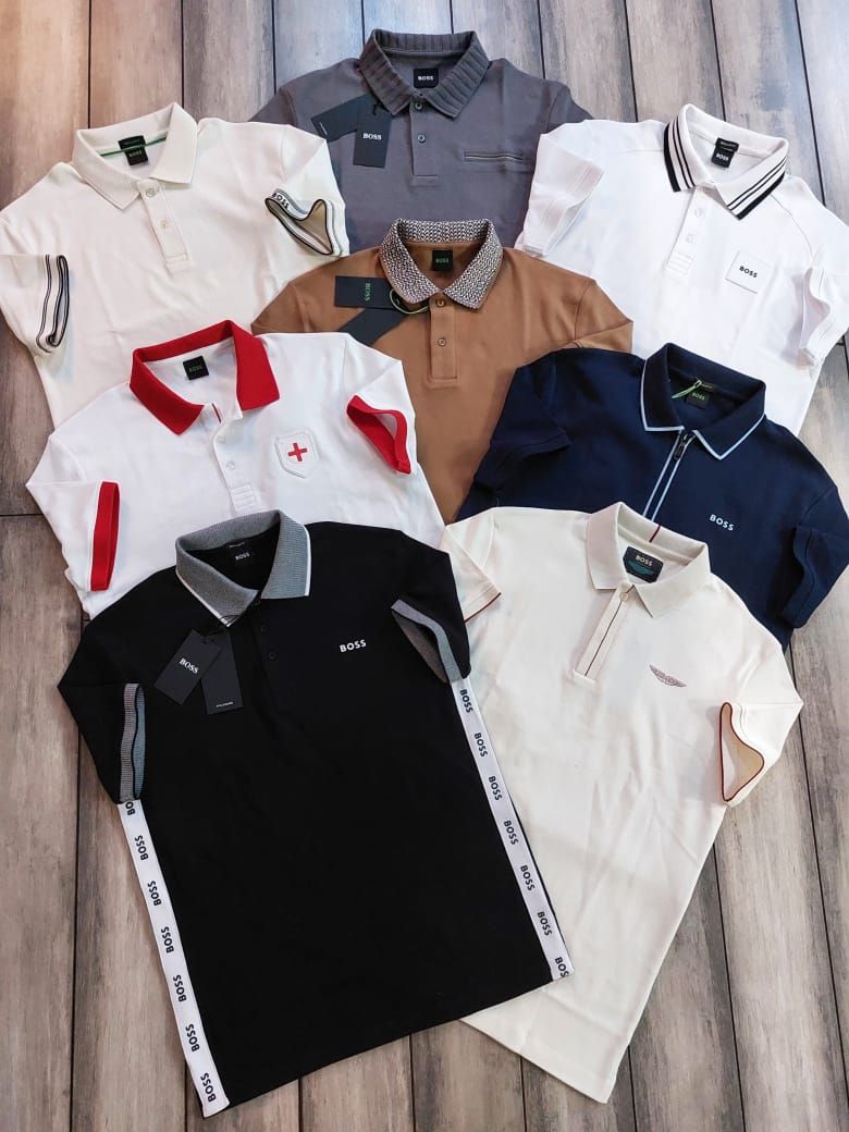 Boss Premium Quality Collar Neck Half Sleeve Men's T-Shirt - 68 Pc
